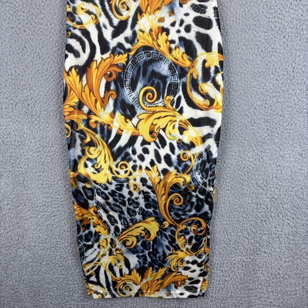 Mesh Sheer Maxi Dress Small Whimsigoth Artsy Sexy Bodycon Animal Graphic Stretch - Picture 3 of 10